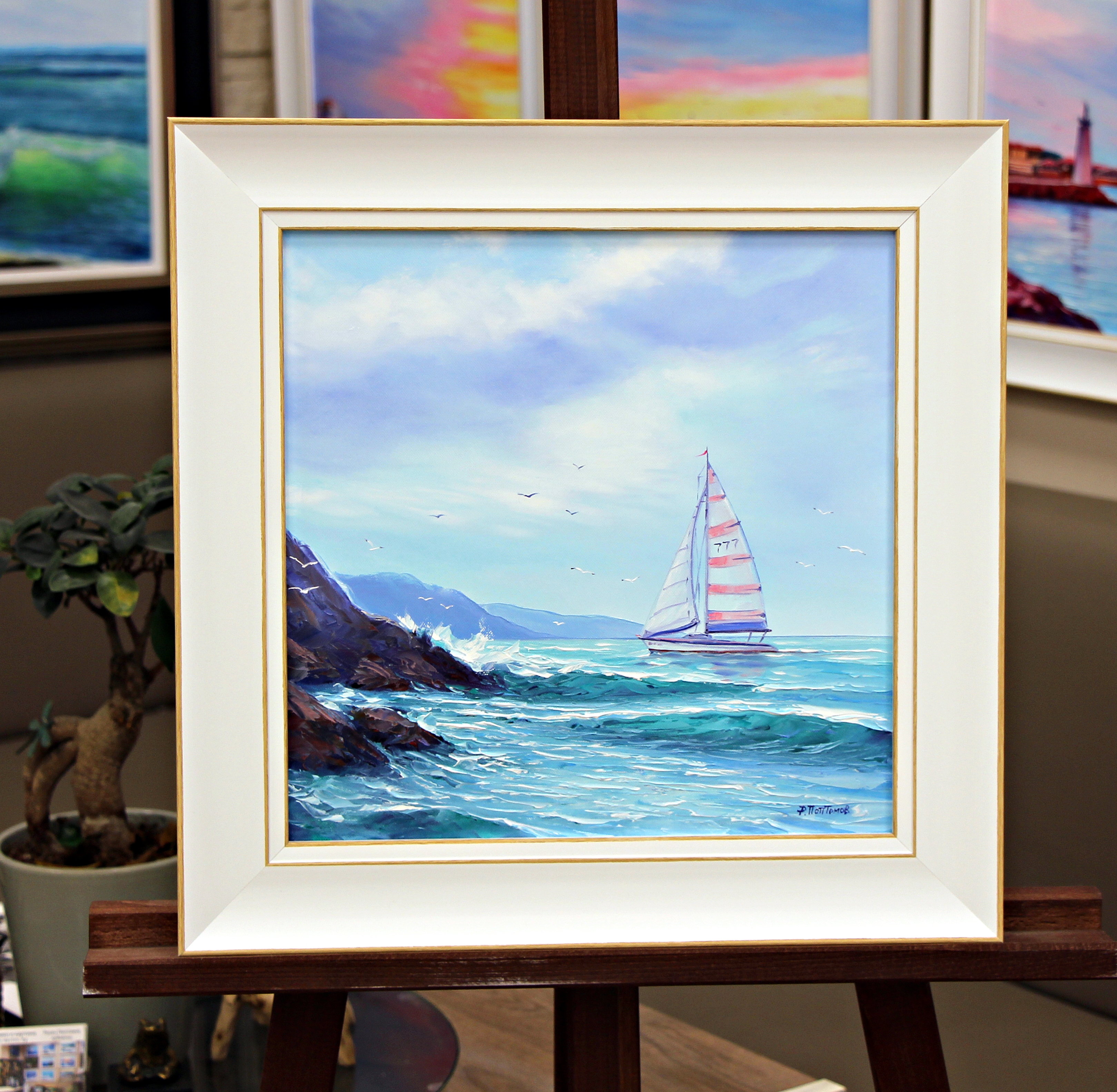 Морски пейзаж 2234, размер с рамка 40/40 - 70€
